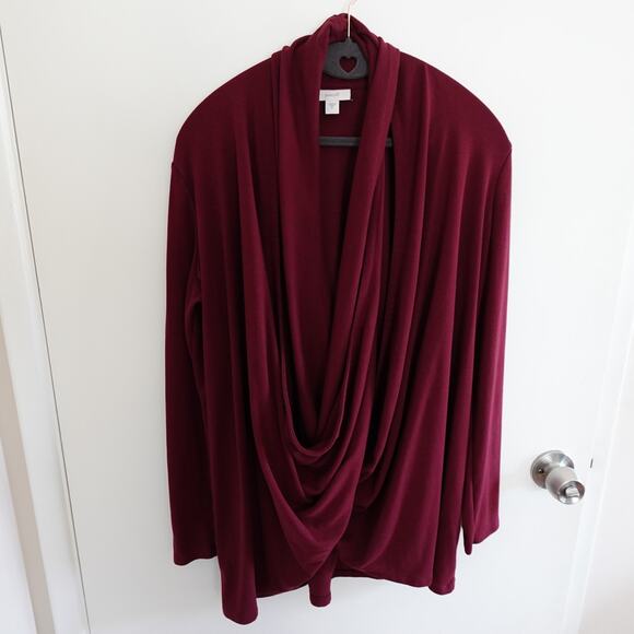 Pure Jill Two Way Open Cardigan Bordeaux Red Size M Contemporary Minimalist - Picture 2 of 10